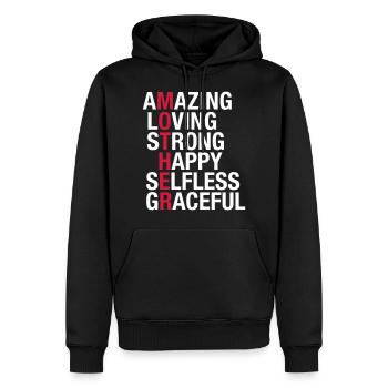 Mother - Amazing, Loving, Strong, Happy... - Sweat à capuche Premium bio Homme - noir - Devant - Nico (187cm)
