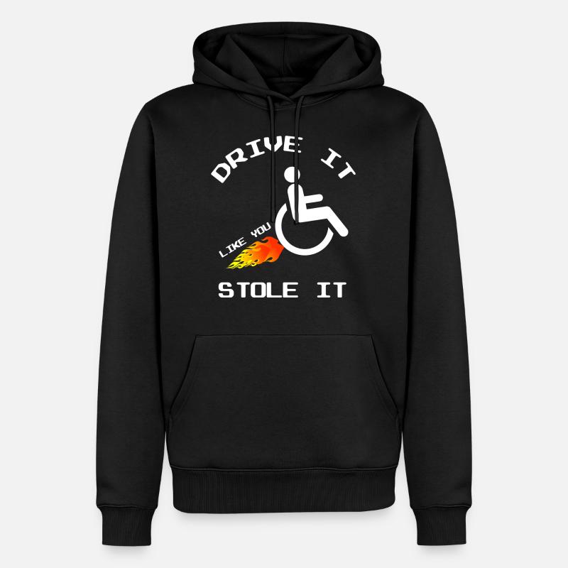 Fauteuil roulant Drôle - Sweat à capuche Premium bio Homme - noir