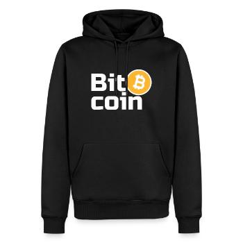 Bitcoin - Men’s Premium Organic Hoodie - black - Front - Nico (187cm)