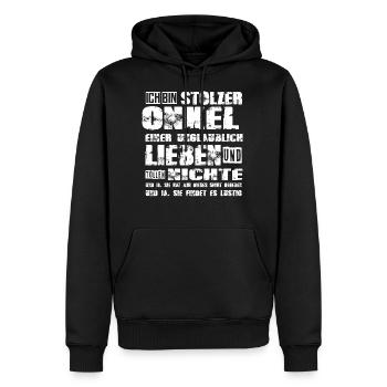 stolzer Onkel einer lieben und tollen Nichte - Männer Premium Bio Hoodie - Schwarz - Vorne - Nico (187cm)