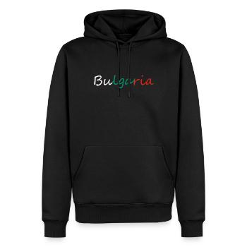 Bulgarie - Sweat à capuche Premium bio Homme - noir - Devant - Nico (187cm)