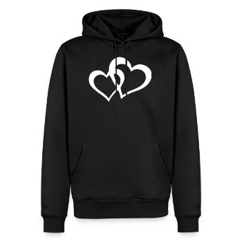 deux cœurs unis - Sweat à capuche Premium bio Homme - noir - Devant - Nico (187cm)