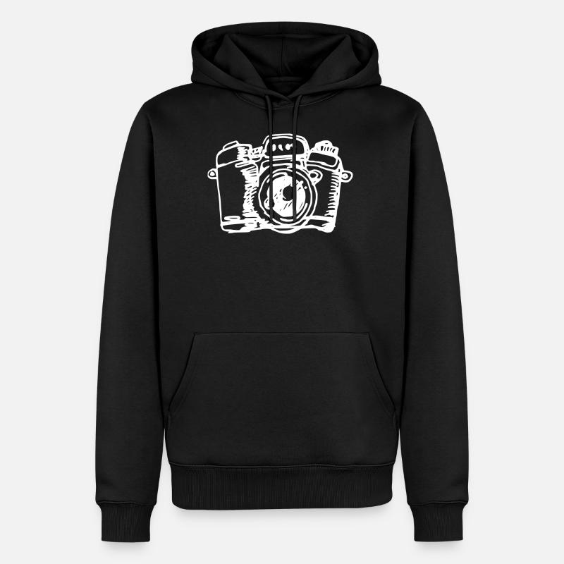 caméra dessinée - Sweat à capuche Premium bio Homme - noir