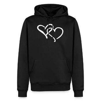 zwei Herzen vereint - Männer Premium Bio Hoodie - Schwarz - Vorne - Nico (187cm)