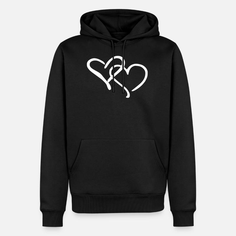 deux coeurs unis - Sweat à capuche Premium bio Homme - noir