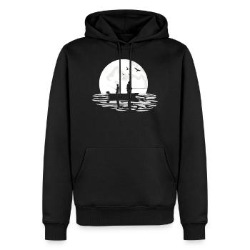 Papa père et fils pêchant ensemble au clair de lune 4 - Sweat à capuche Premium bio Homme - noir - Devant - Nico (187cm)