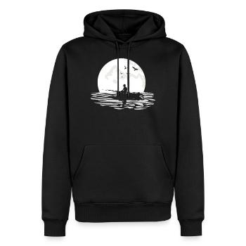 Pêcheur solitaire au clair de lune 4 - Sweat à capuche Premium bio Homme - noir - Devant - Nico (187cm)