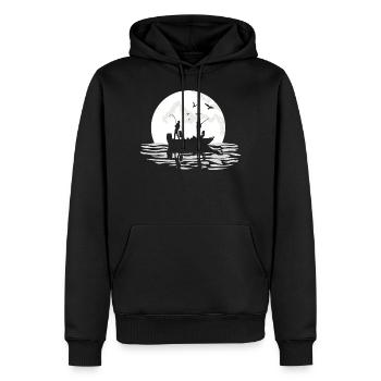 Amis pêcher ensemble au clair de lune 4 - Sweat à capuche Premium bio Homme - noir - Devant - Nico (187cm)