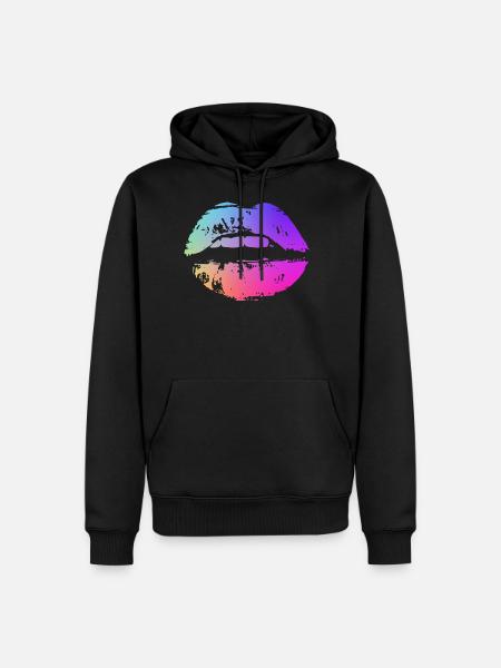 neon farbige Lippe - Männer Premium Bio Hoodie - Schwarz
