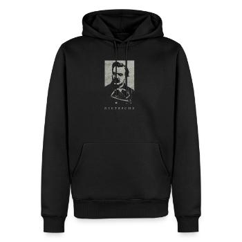 Friedrich Nietzsche Vintage Philosophie Nihilismus - Männer Premium Bio Hoodie - Schwarz - Vorne - Nico (187cm)