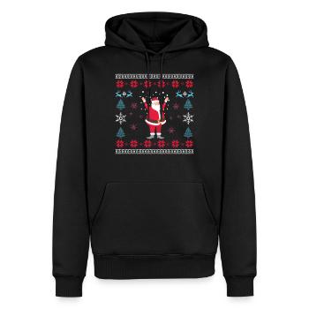 Noël Père Noël Père Noël - Sweat à capuche Premium bio Homme - noir - Devant - Nico (187cm)