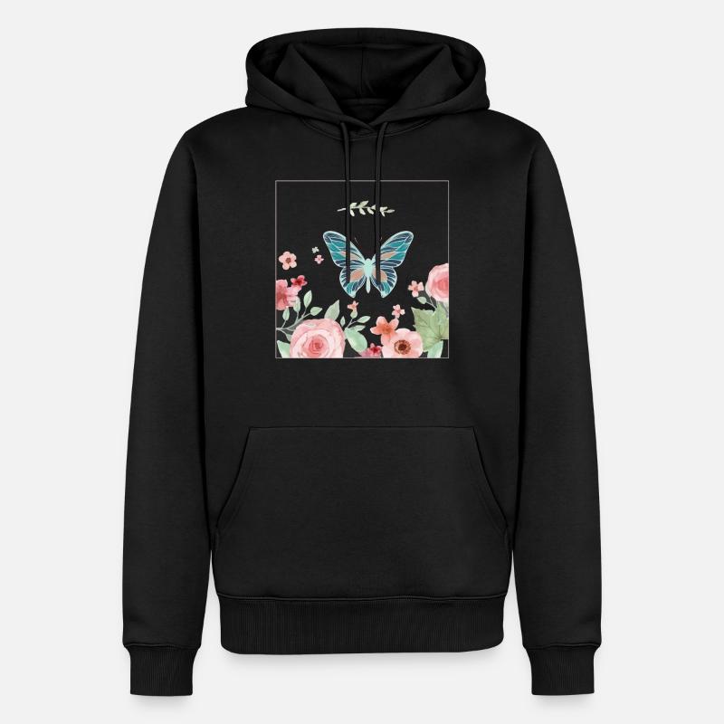 Papillon papillon fleur fleur - Sweat à capuche Premium bio Homme - noir
