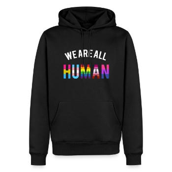 Nous sommes tous humains LGBT GAY QUEER TRANSGENDER FLAGGE - Sweat à capuche Premium bio Homme - noir - Devant - Nico (187cm)