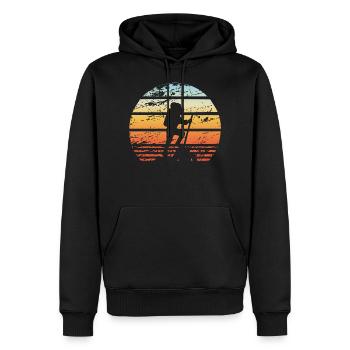 Wandern Klettern Campen Wanderer Vintage Retro - Männer Premium Bio Hoodie - Schwarz - Vorne - Nico (187cm)