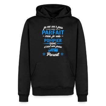 pas parfait pompier - Sweat à capuche Premium bio Homme - noir - Devant - Nico (187cm)