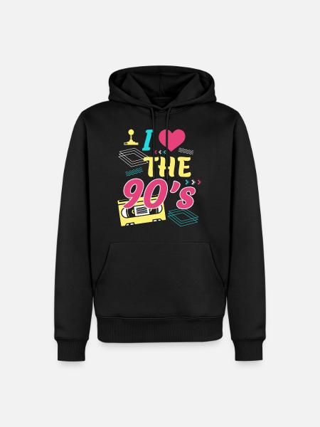 Retro I Love 90s Outfit Herzparty Geschenke - Herre Premium økologisk hoodie - sort