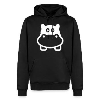 Nilpferd - Männer Premium Bio Hoodie - Schwarz - Vorne - Nico (187cm)