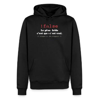 Blague programmeur développeur codeur informatique - Sweat à capuche Premium bio Homme - noir - Devant - Nico (187cm)