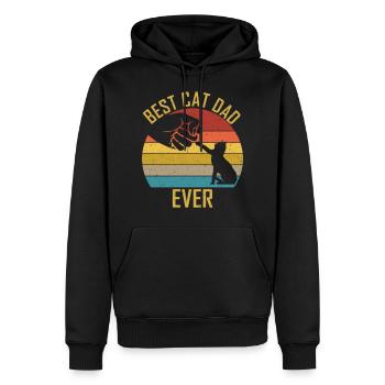 Katzenpapa Best cat dad ever retro Katzenmotiv - Männer Premium Bio Hoodie - Schwarz - Vorne - Nico (187cm)