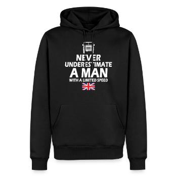 Landy Never Estimate black - Sweat à capuche Premium bio Homme - noir - Devant - Nico (187cm)