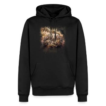 African Animals Watercolor Savannah Safari Animals - Men’s Premium Organic Hoodie - black - Front - Nico (187cm)
