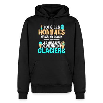 Glacier cadeau drôle glace anniversaire - Sweat à capuche Premium bio Homme - noir - Devant - Nico (187cm)