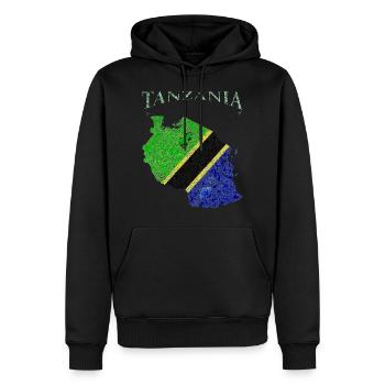 Carte drapeau de la Tanzanie - Sweat à capuche Premium bio Homme - noir - Devant - Nico (187cm)