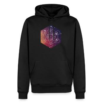 Mandala de cube de métatrons de géométrie sacrée - Sweat à capuche Premium bio Homme - noir - Devant - Nico (187cm)
