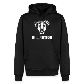 Révolution Relovution - Sweat à capuche Premium bio Homme - noir - Devant - Nico (187cm)