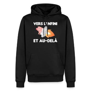 cadeau marrant cochon volant cochon de l'espace - Sweat à capuche Premium bio Homme - noir - Devant - Nico (187cm)