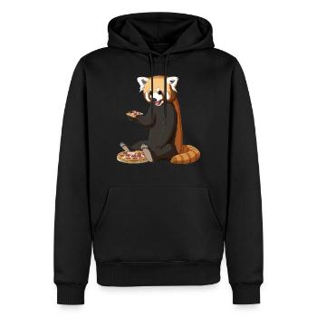 Roter Panda isst Pizza - Männer Premium Bio Hoodie - Schwarz - Vorne - Nico (187cm)