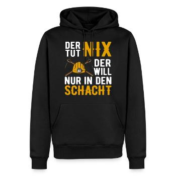 Bergbau Bergmann Ruhrpott Kumpel Bergmänner - Männer Premium Bio Hoodie - Schwarz - Vorne - Nico (187cm)