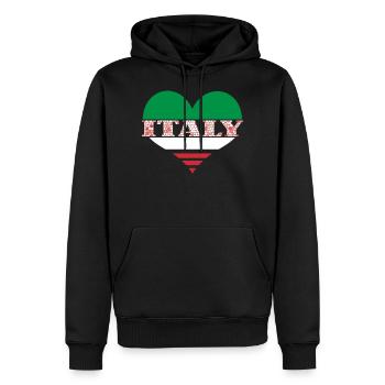 Italie, Italy, Italia, I Love Italy - Sweat à capuche Premium bio Homme - noir - Devant - Nico (187cm)
