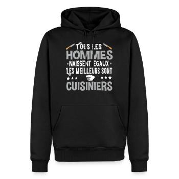 Chef Cuisinier Cadeau Cuisine Métier Humour - Sweat à capuche Premium bio Homme - noir - Devant - Nico (187cm)