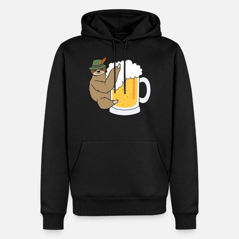 Sloth with beer drinking drinking - Men’s Premium Organic Hoodie - black