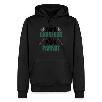 chasseur papa cadeau fête - Sweat à capuche Premium bio Homme - noir - Devant - Nico (187cm)