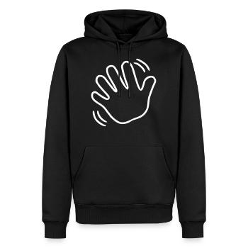 Emoji winken Skizze weiß - Männer Premium Bio Hoodie - Schwarz - Vorne - Nico (187cm)