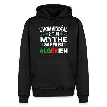 Algérien homme fier. Algérie. Cadeau t-shirt pays - Sweat à capuche Premium bio Homme - noir - Devant - Nico (187cm)