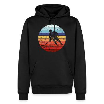 Joueur De Hockey Sur Glace Hockey Sur Glace Vintage - Sweat à capuche Premium bio Homme - noir - Devant - Nico (187cm)