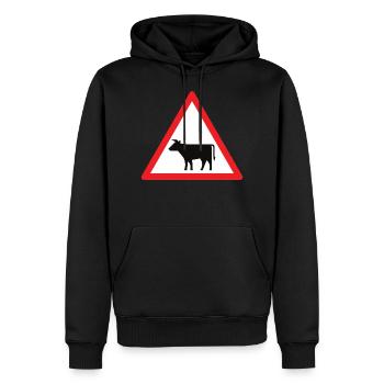 Achtung Kuh! - Männer Premium Bio Hoodie - Schwarz - Vorne - Nico (187cm)