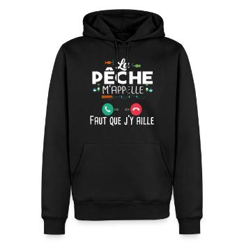 Pêche Pêcheur Poisson Cadeau T-shirt Humour Papa - Sweat à capuche Premium bio Homme - noir - Devant - Nico (187cm)
