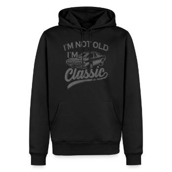 J’ai besoin d’un grand-père classique - Sweat à capuche Premium bio Homme - noir - Devant - Nico (187cm)