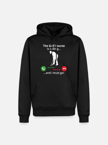De golfbaan belt en ik gaan - Mannen Premium Bio hoodie - zwart
