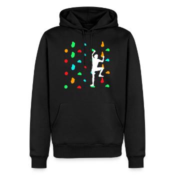 Boulderer en train de Boulder sur le mur d’escalade - Sweat à capuche Premium bio Homme - noir - Devant - Nico (187cm)