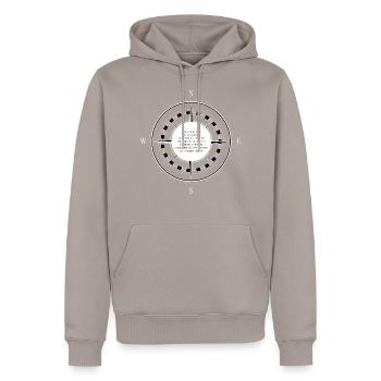 Selon comment on est tourné | citation Perceval - Sweat à capuche Premium bio Homme - taupe - Devant - Nico (187cm)
