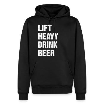 Lift Heavy Drink Bière - Sweat à capuche Premium bio Homme - noir - Devant - Nico (187cm)