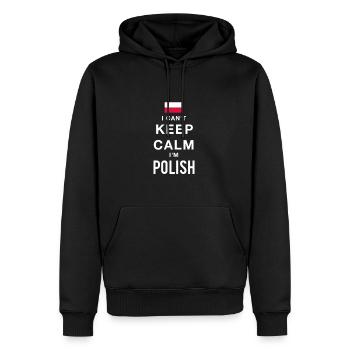 Ich kann nicht ruhig bleiben, ich bin Polska - Männer Premium Bio Hoodie - Schwarz - Vorne - Nico (187cm)