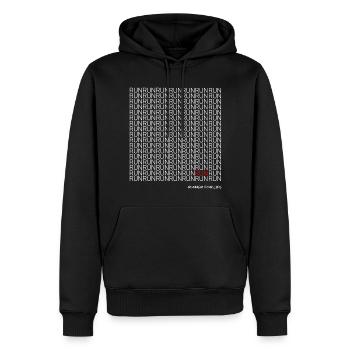 Run Run Run Muster mit rotem Akzent - Männer Premium Bio Hoodie - Schwarz - Vorne - Nico (187cm)