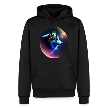 Wolf - Männer Premium Bio Hoodie - Schwarz - Vorne - Nico (187cm)