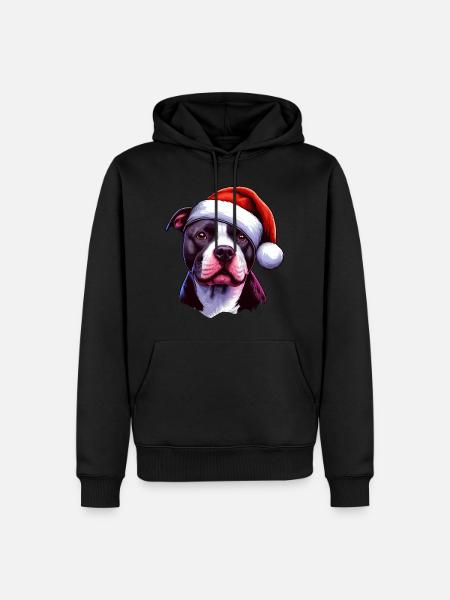 Pitbull Weihnachtsmann - Männer Premium Bio Hoodie - Schwarz